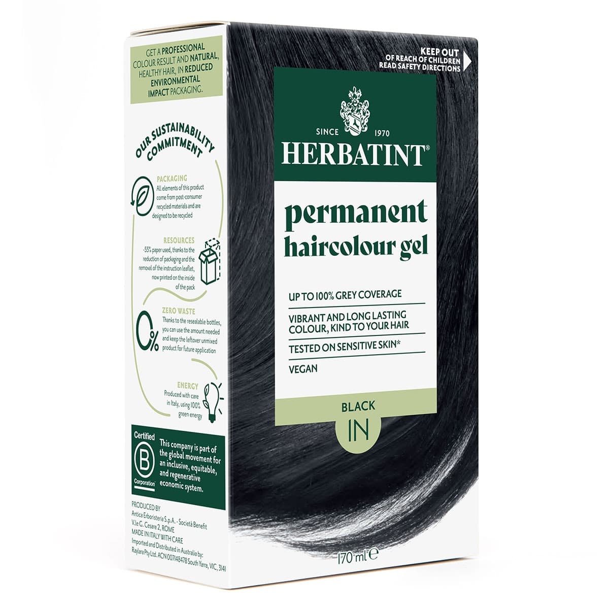 Thumbnail Herbatint Permanent Hair Colour Gel 1N Black 170ml