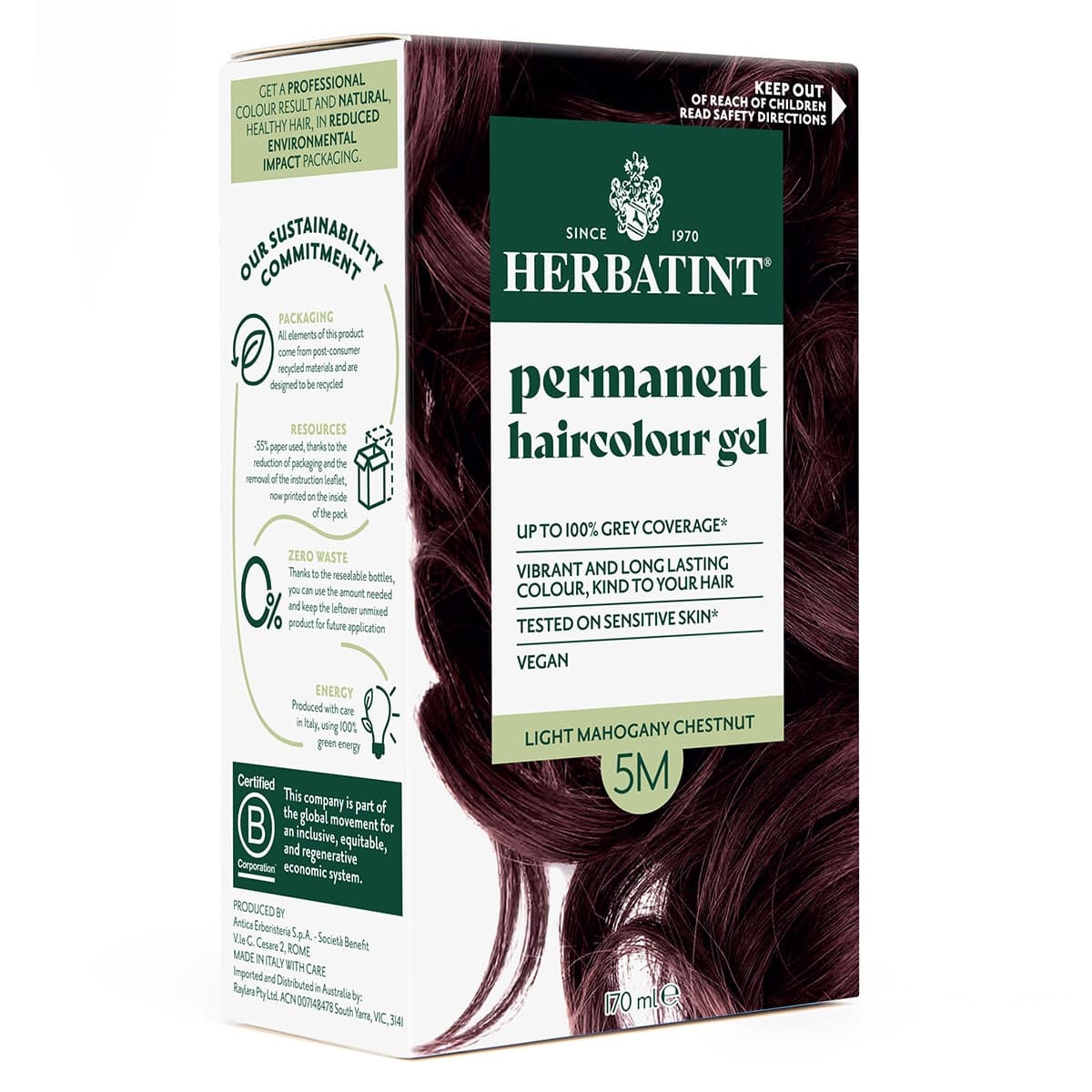 Thumbnail Herbatint Permanent Hair Colour Gel 5M Light Mahogany Chestnut 170ml