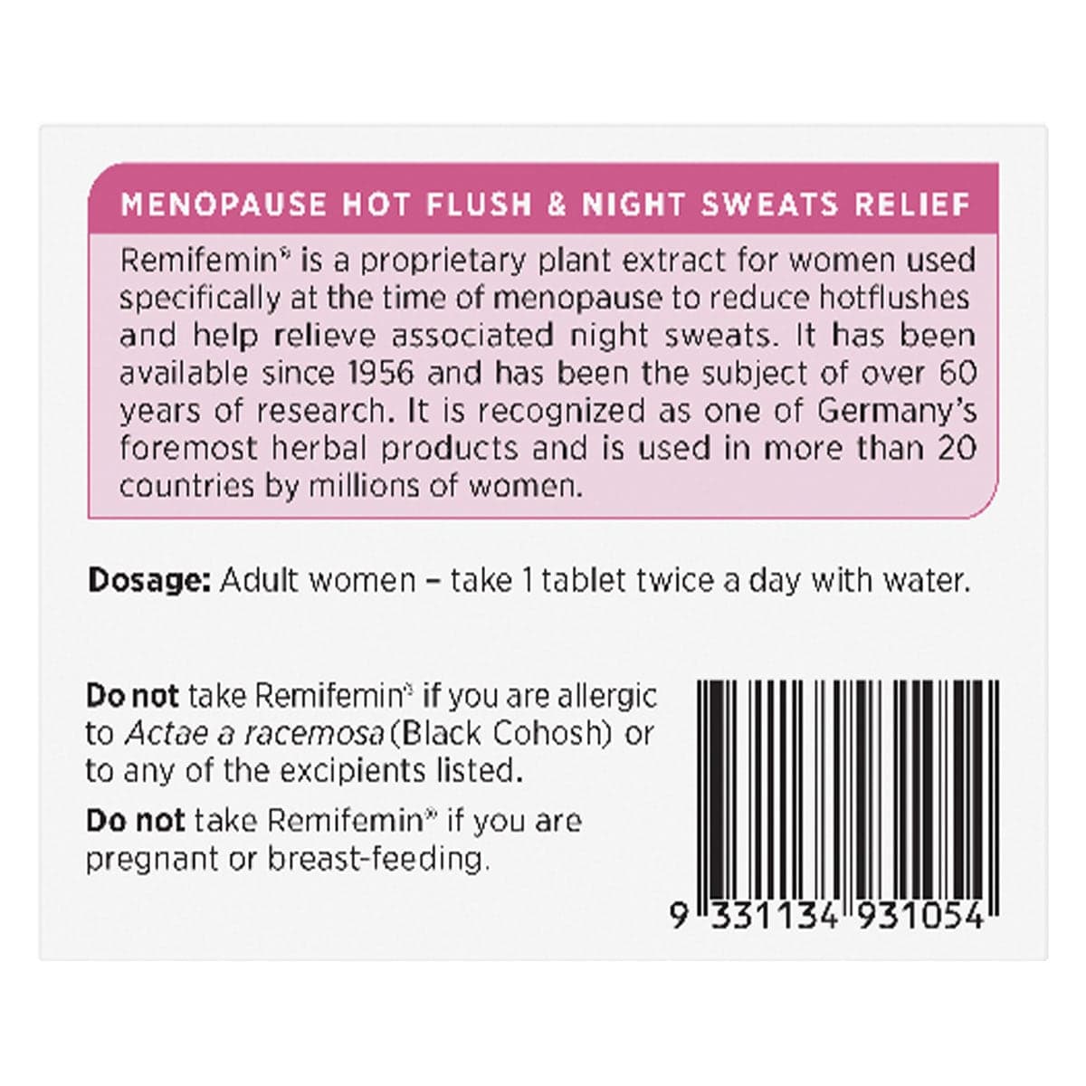 Thumbnail Remifemin Menopause Symptom Relief 200 Tablets