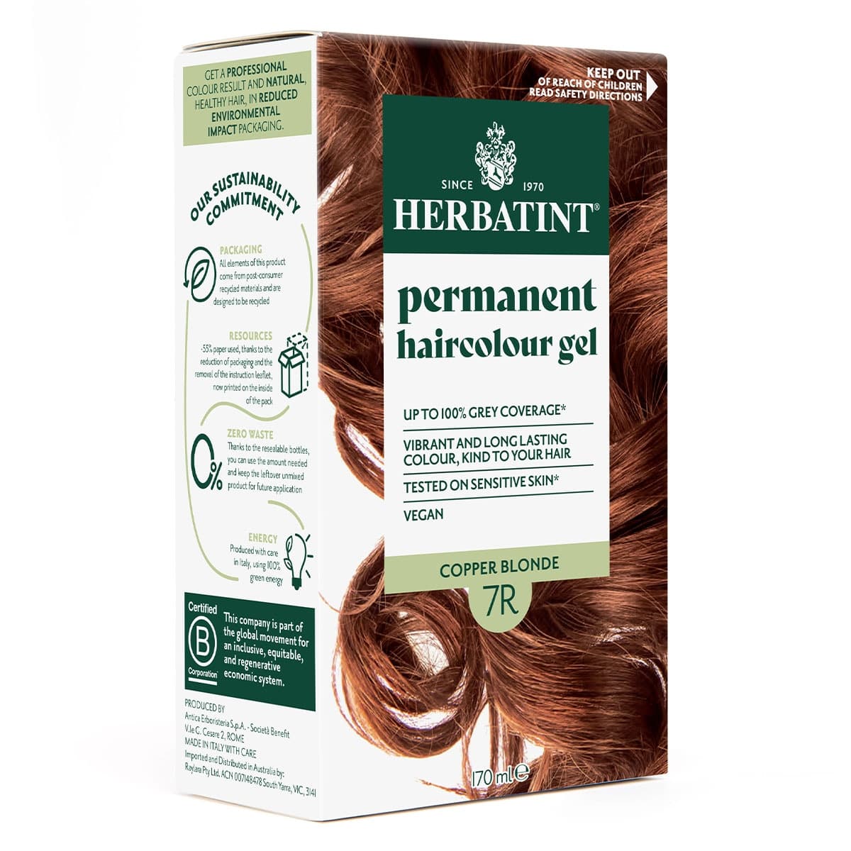 Thumbnail Herbatint Permanent Hair Colour Gel 7R Copper Blonde 170ml