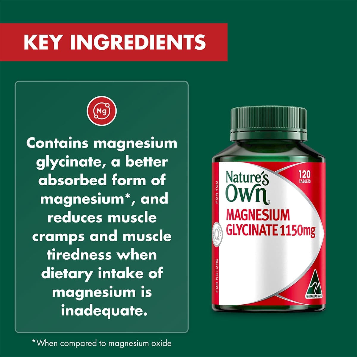 Thumbnail Nature's Own Magnesium Glycinate 1100mg -120 Tablets