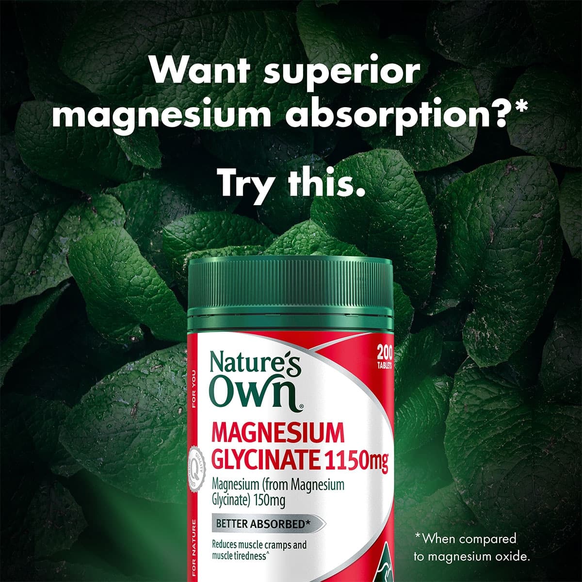 Thumbnail Nature's Own Magnesium Glycinate -1100mg 200 Tablets