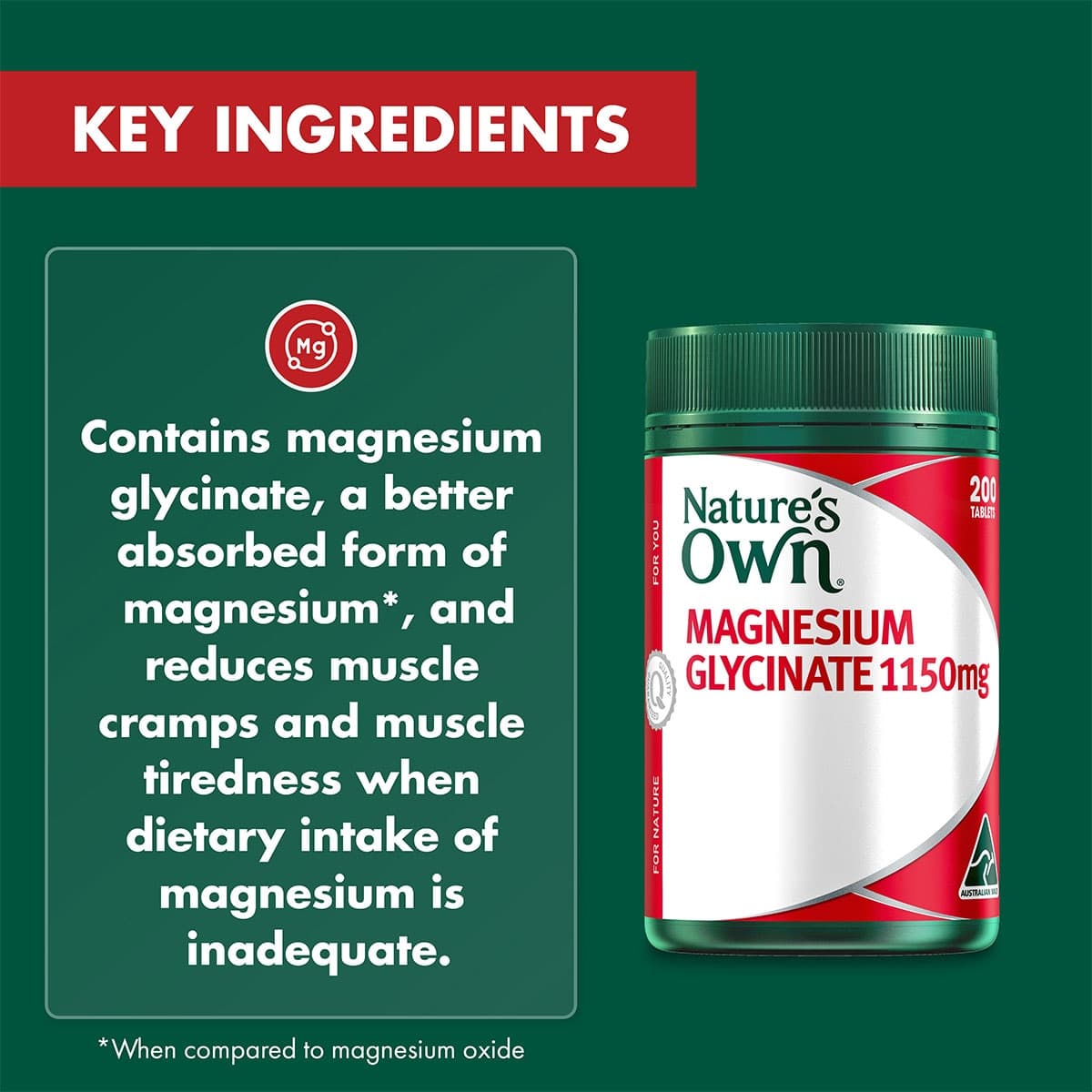 Thumbnail Nature's Own Magnesium Glycinate -1100mg 200 Tablets