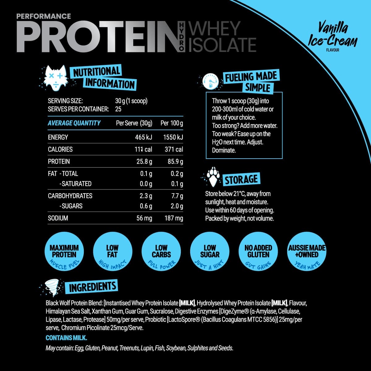 Thumbnail Black Wolf Nutrition Performance Hydro WPI Vanilla 750g