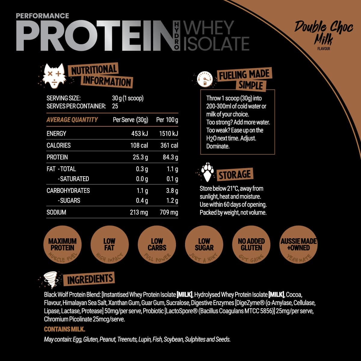 Thumbnail Black Wolf Nutrition Performance Hydro WPI Double Choc 750g