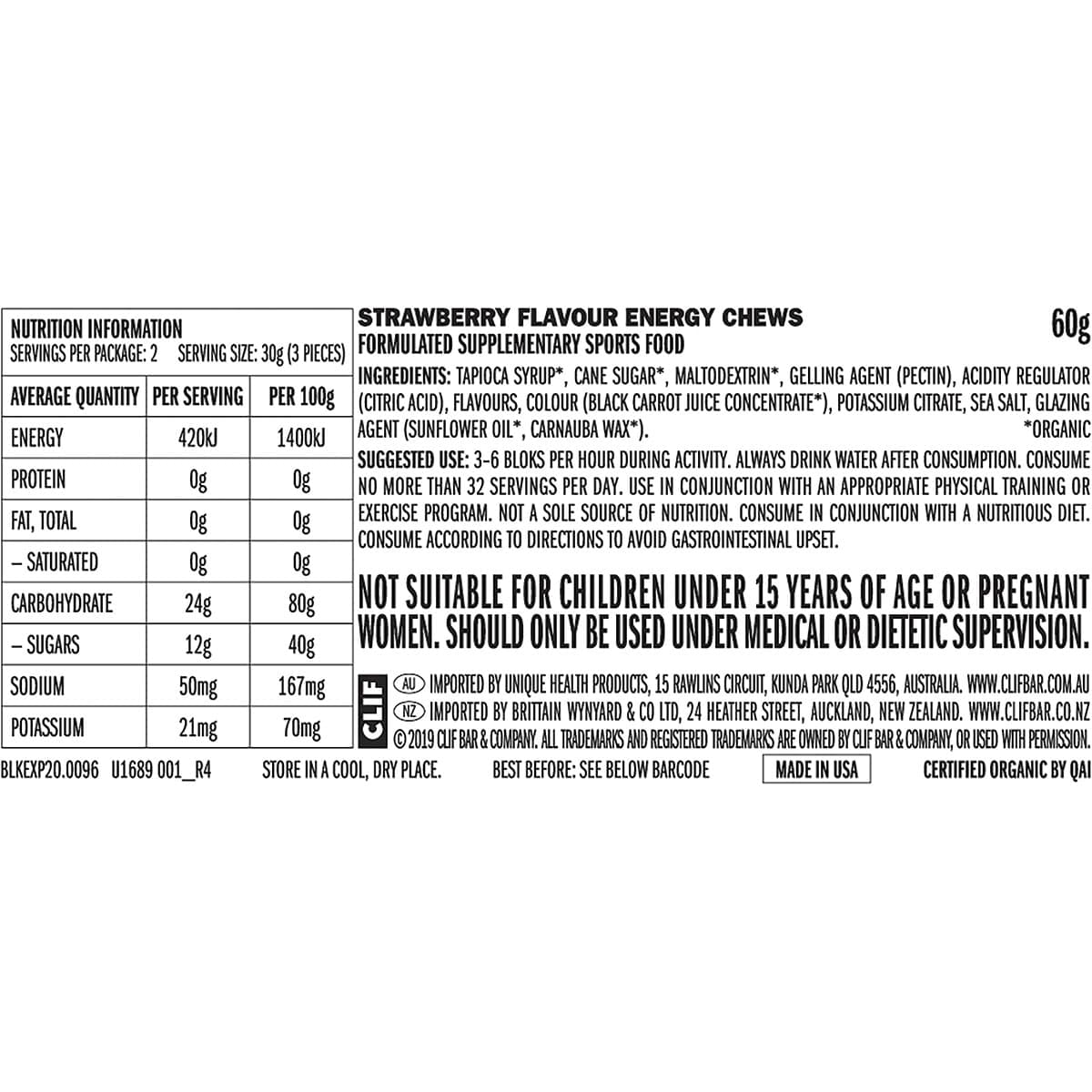Thumbnail Clif Bloks Energy Chews Strawberry 60g