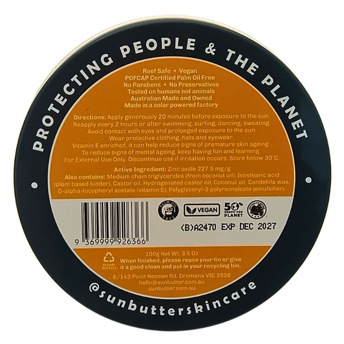 Thumbnail SunButter Water Resistant Reef Safe Sunscreen SPF50 100g