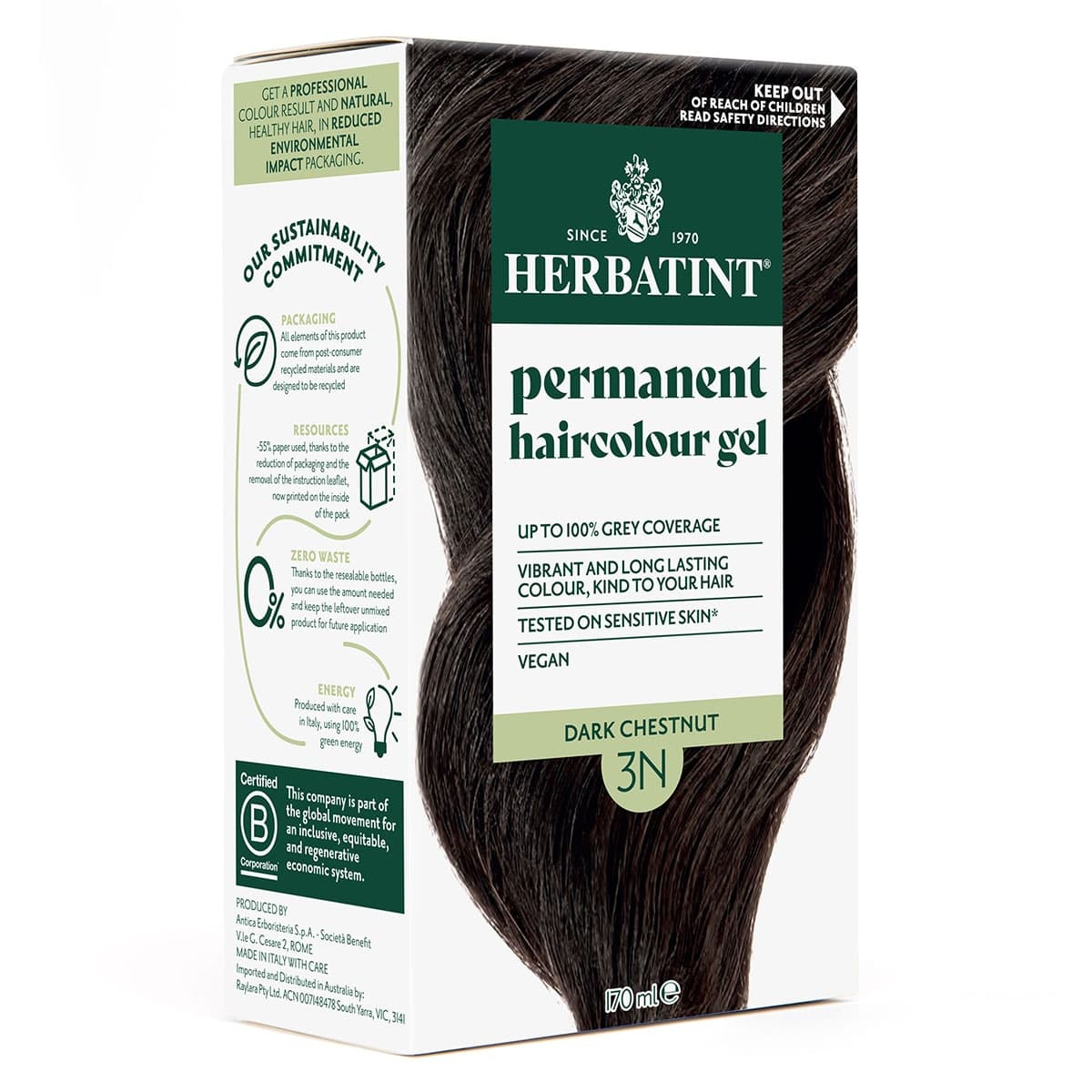 Thumbnail Herbatint Permanent Hair Colour Gel 3N Dark Chestnut 170ml