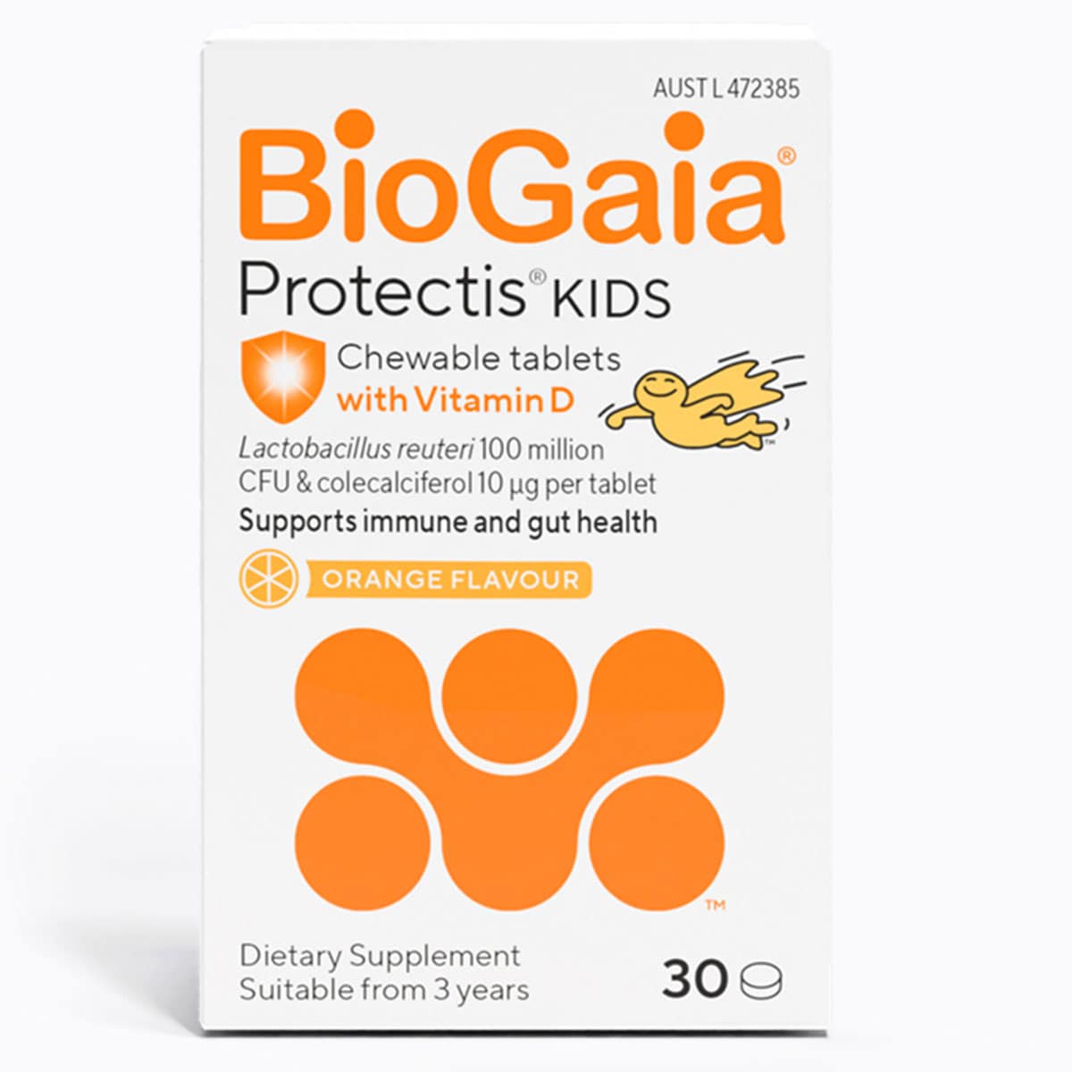 Thumbnail BioGaia Protectis Kids Probiotic With Vitamin D Orange 30 Chewable Tablets