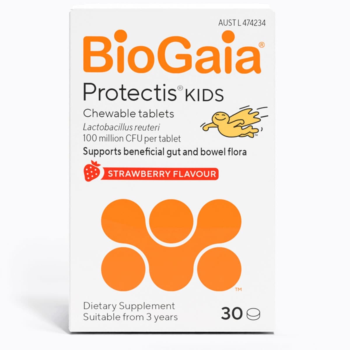 Thumbnail BioGaia Protectis Kids Gut Probiotic Strawberry 30 Chewable Tablets
