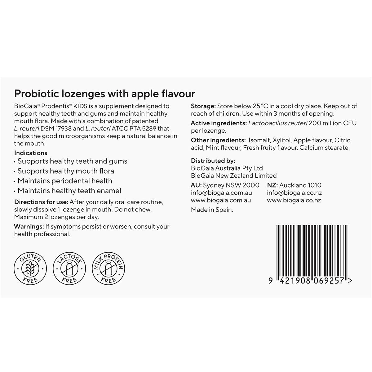 Thumbnail BioGaia Prodentis Kids Probiotic Lozenges Apple 10 Pack