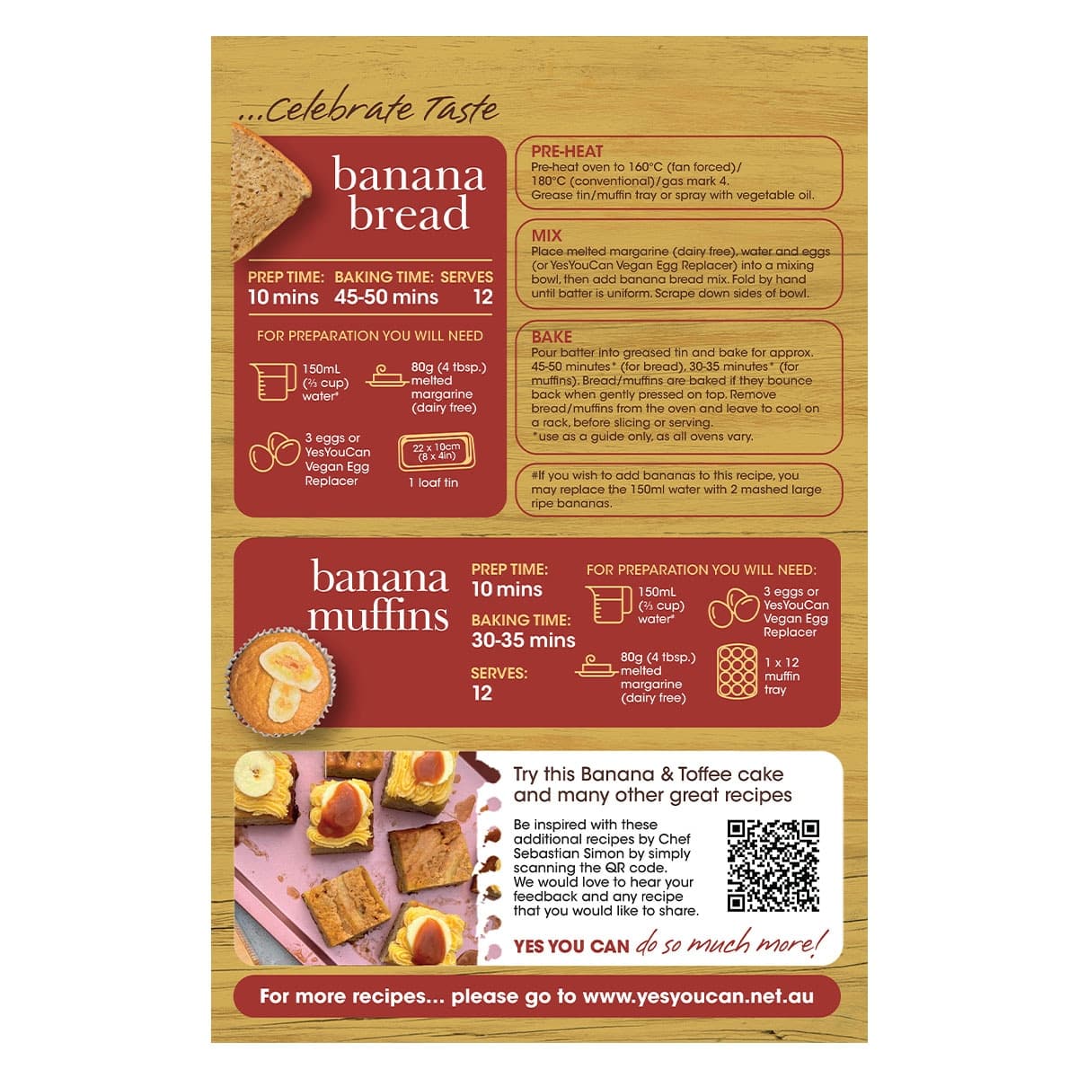 Thumbnail YesYouCan Banana Bread Mix 400g