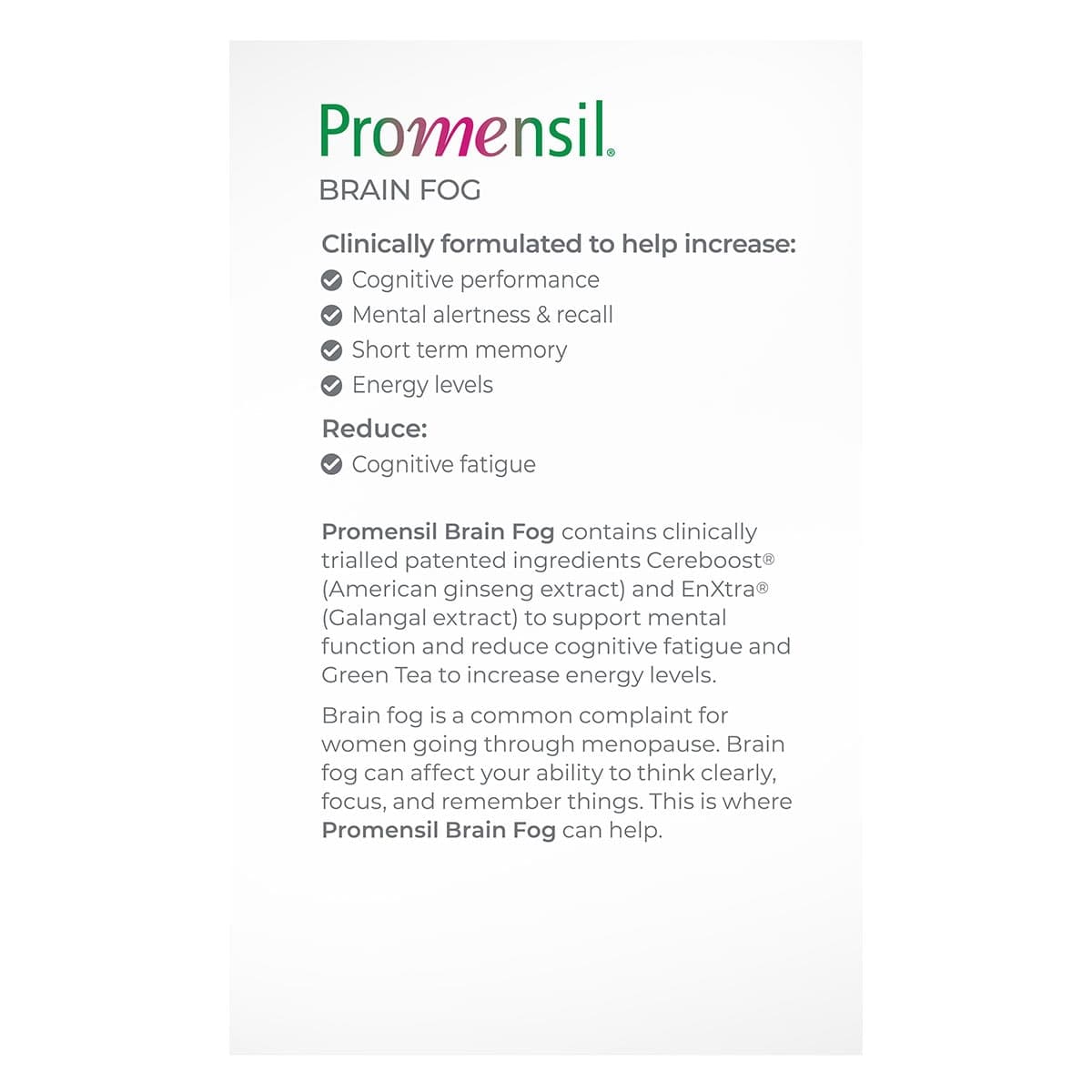 Thumbnail Promensil Brain Fog 60 Tablets