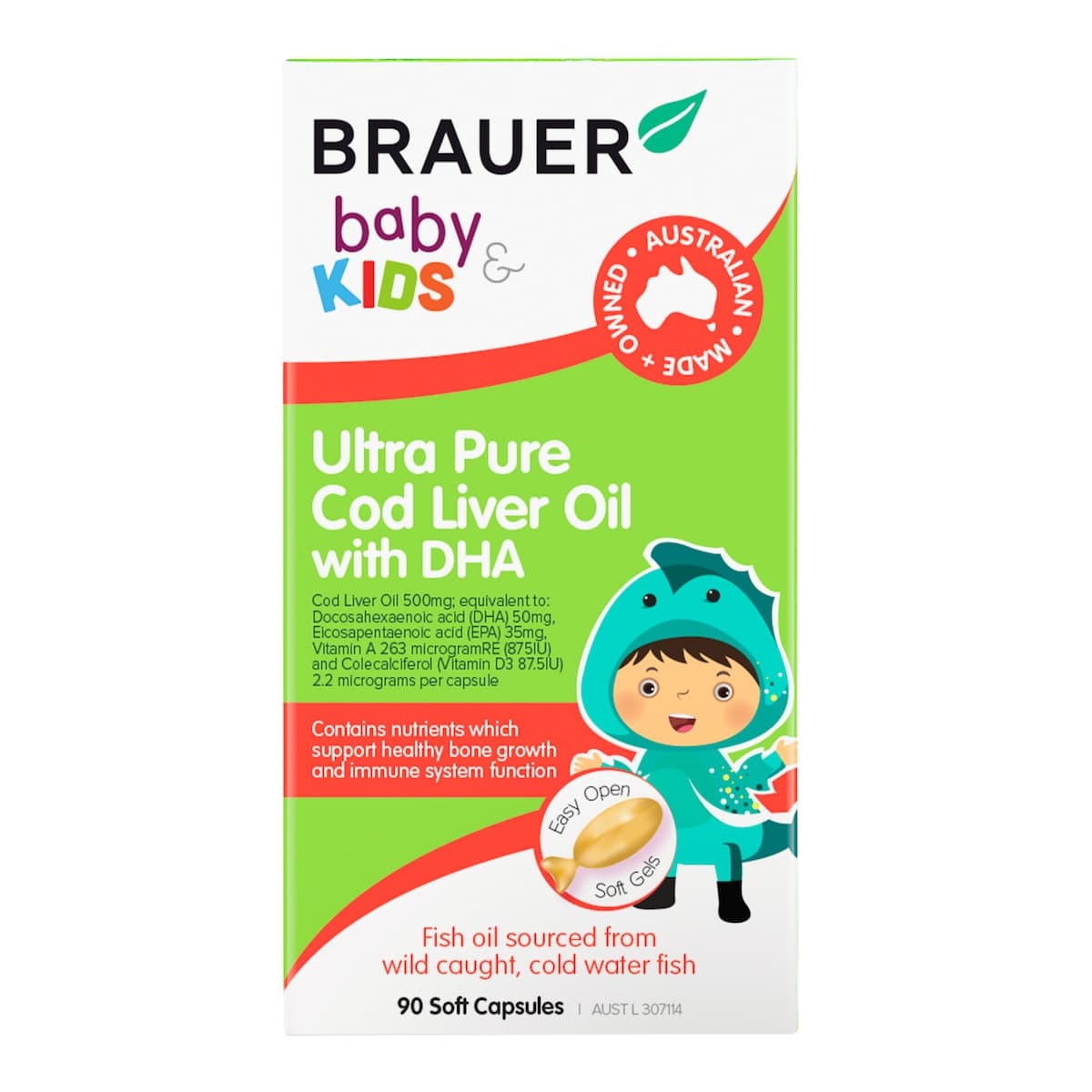 Thumbnail Brauer Baby & Kids Ultra Pure Cod Liver Oil with DHA 90 Soft Gels