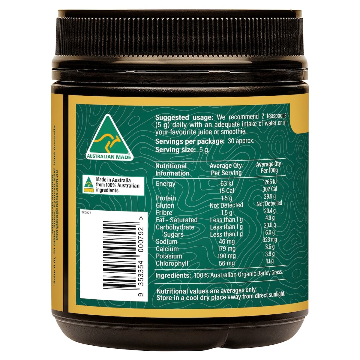 Thumbnail BioGenesis Organic Barley Grass Powder 150g