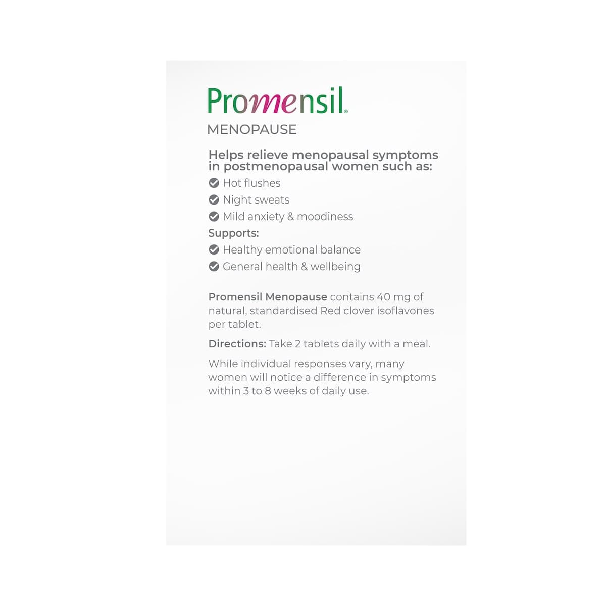 Thumbnail Promensil Menopause 30 Tablets