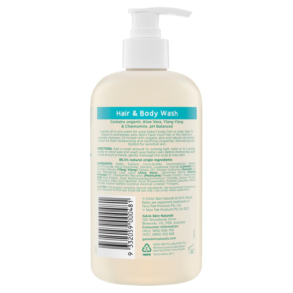 Thumbnail Gaia Natural Baby Hair & Body Wash 500ml