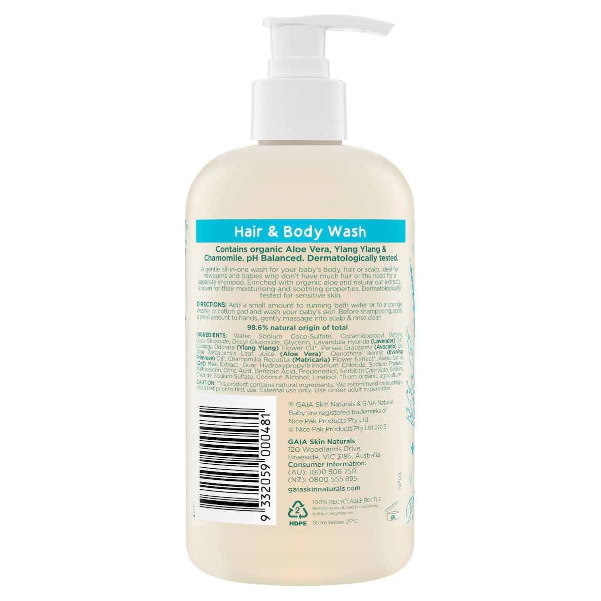 Thumbnail Gaia Natural Baby Hair & Body Wash 500ml