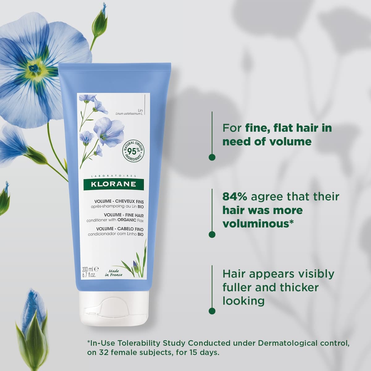 Thumbnail Klorane Volumising Conditioner With Organic Flax 200ml