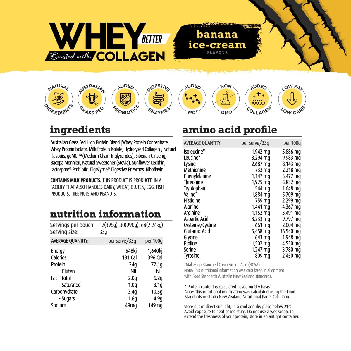 Thumbnail White Wolf Nutrition Whey Better Protein Banana Ice Cream 990g