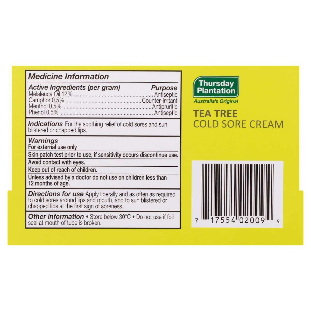 Thumbnail Thursday Plantation Tea Tree Cold Sore Cream 10g