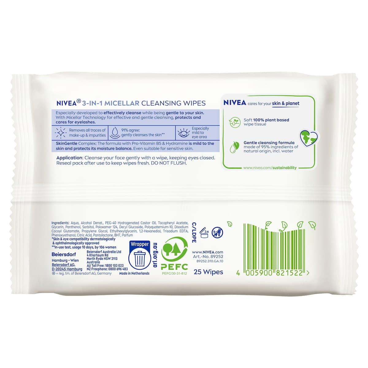 Thumbnail Nivea 3in1 Micellar Facial Cleansing Wipes 25 Pack