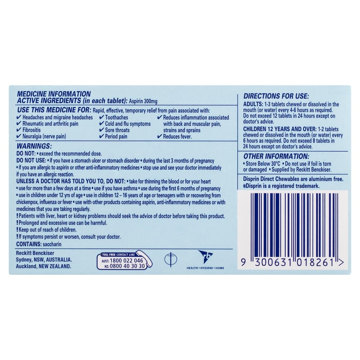 Thumbnail Disprin Direct Chewables Fast Pain Relief 24 Chewable Tablets
