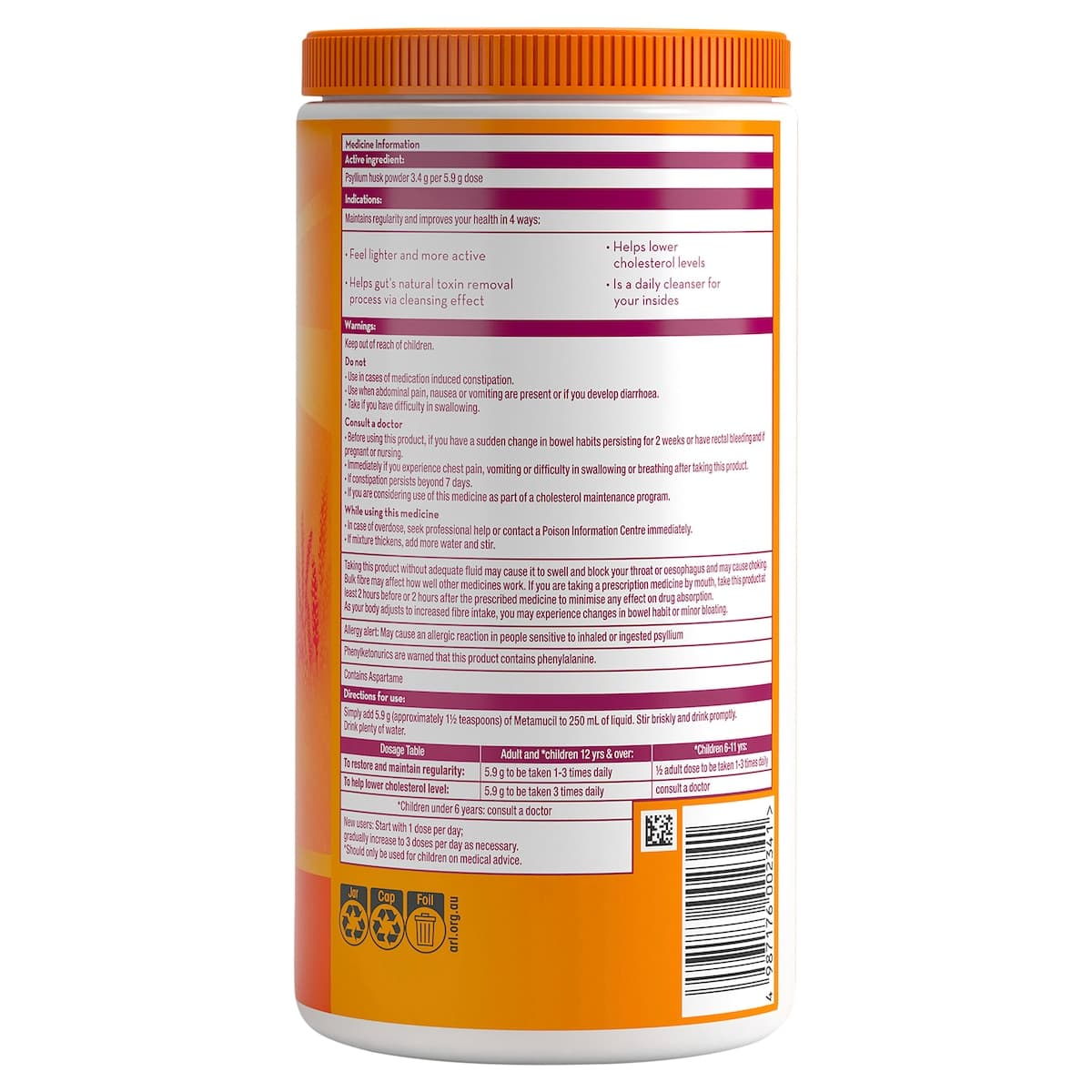 Thumbnail Metamucil Fibre Supplement Smooth Orange 673g