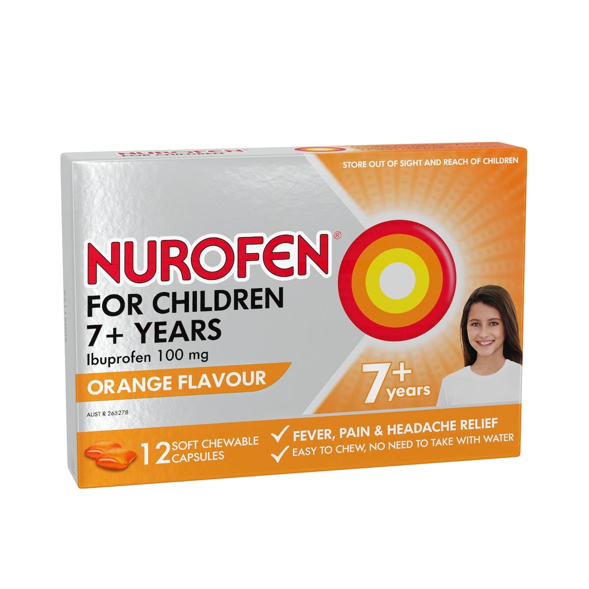 Thumbnail Nurofen for Children 7+ Orange Chewable Capsules 12 Pack