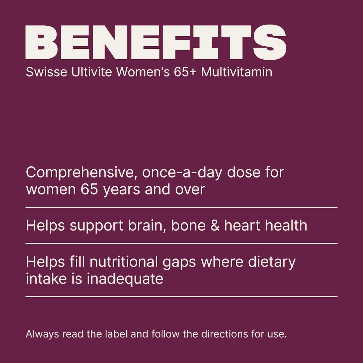 Thumbnail Swisse Womens Ultivite 65+ Multivitamin 60 Tablets