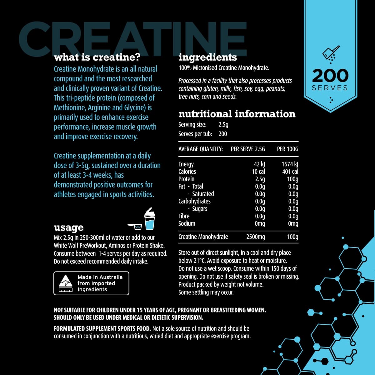 Thumbnail White Wolf Nutrition Creatine Monohydrate 500g