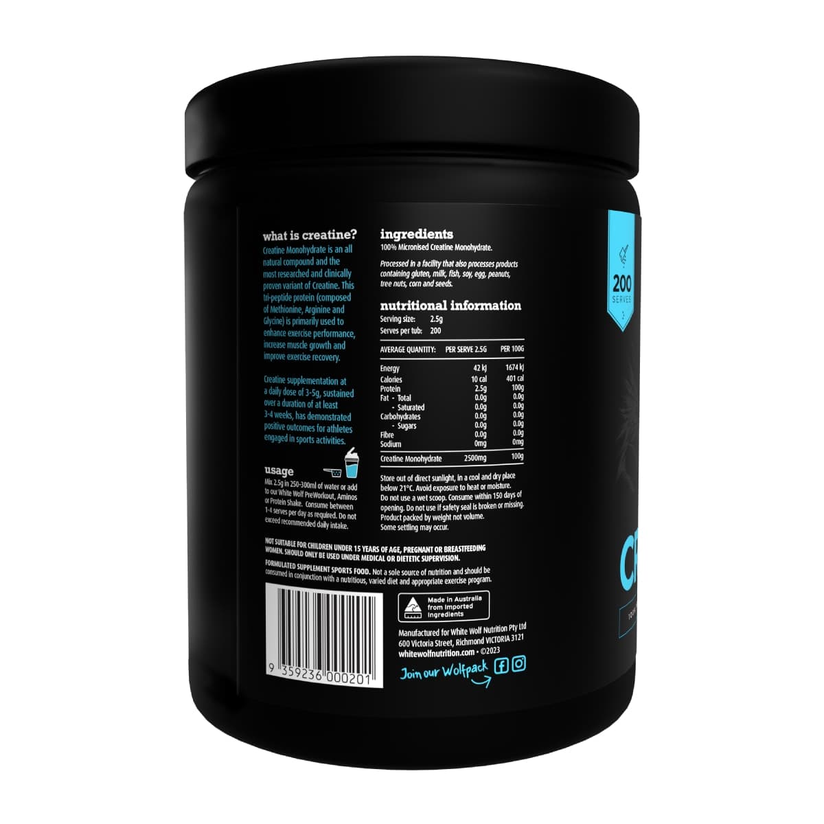 Thumbnail White Wolf Nutrition Creatine Monohydrate 500g