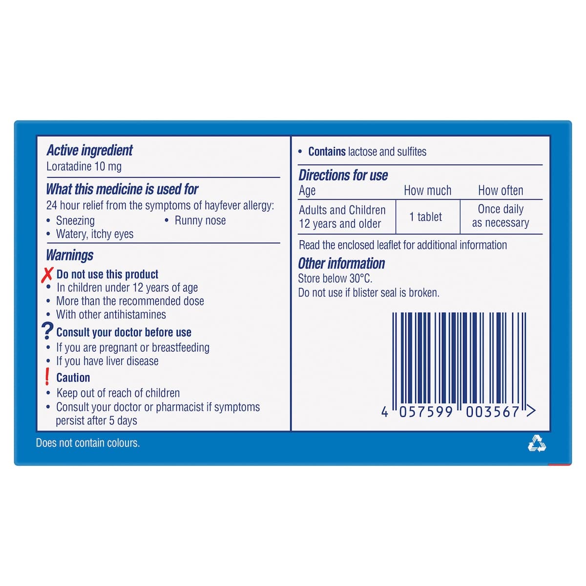Thumbnail Claratyne Hayfever Allergy Relief Antihistamine Tablets 10 Pack