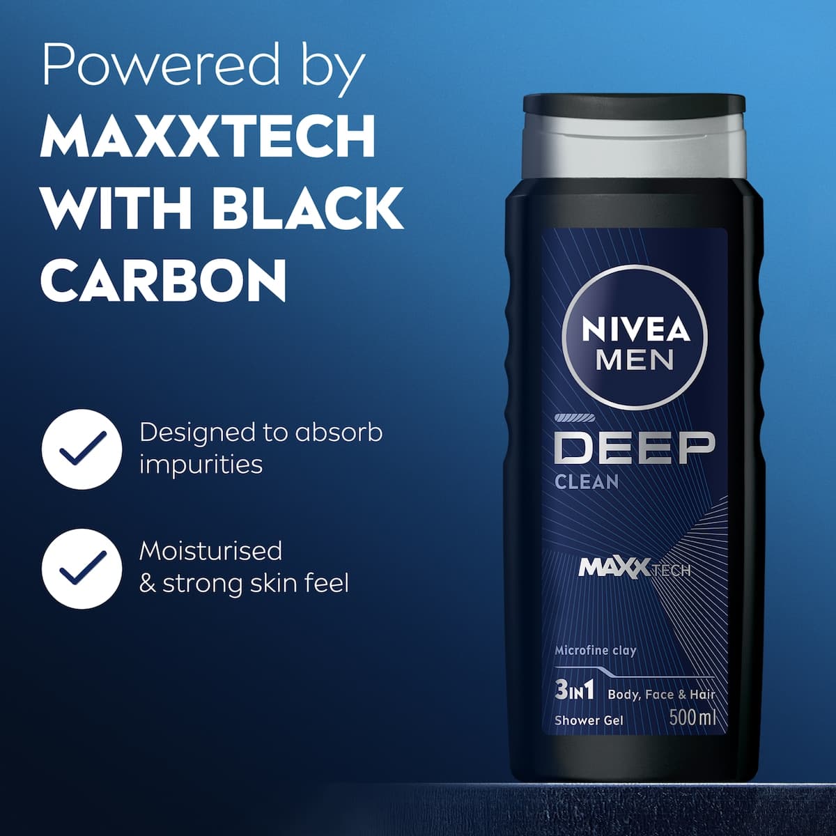 Thumbnail Nivea Men Deep Clean Shower Gel & Body Wash 500ml