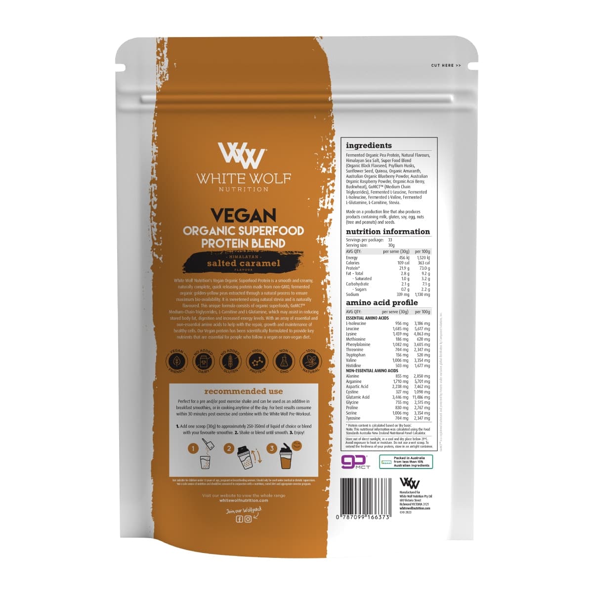 Thumbnail White Wolf Nutrition Vegan Protein With Superfoods Salted Caramel 1Kg