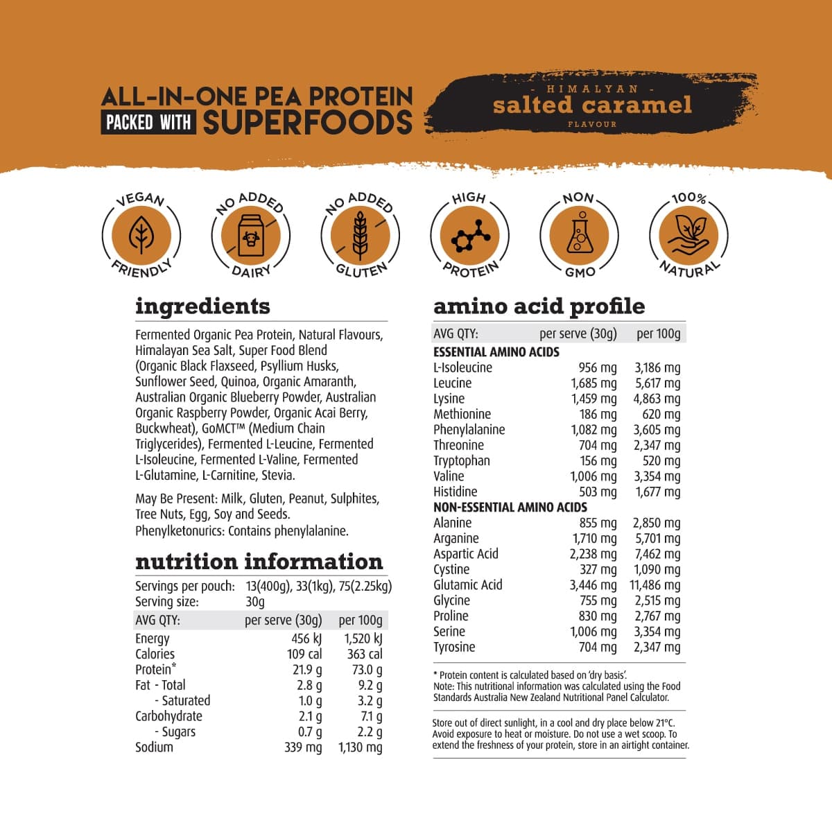 Thumbnail White Wolf Nutrition Vegan Protein With Superfoods Salted Caramel 1Kg