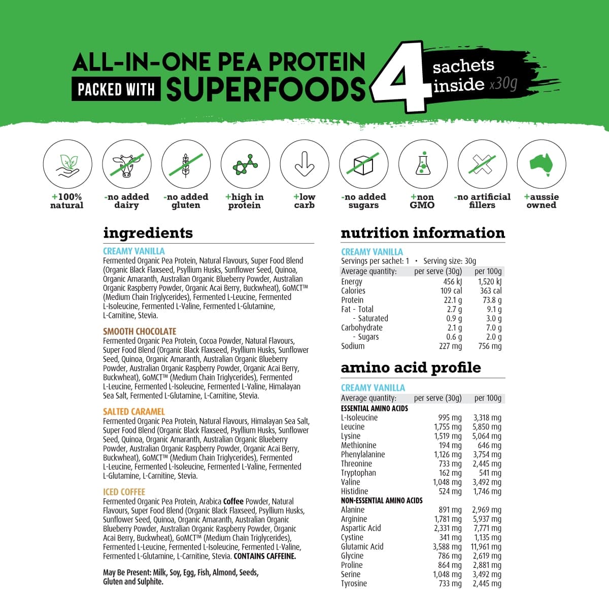 Thumbnail White Wolf Nutrition Vegan Protein With Superfoods Sample Trial Bags 4 x 30g