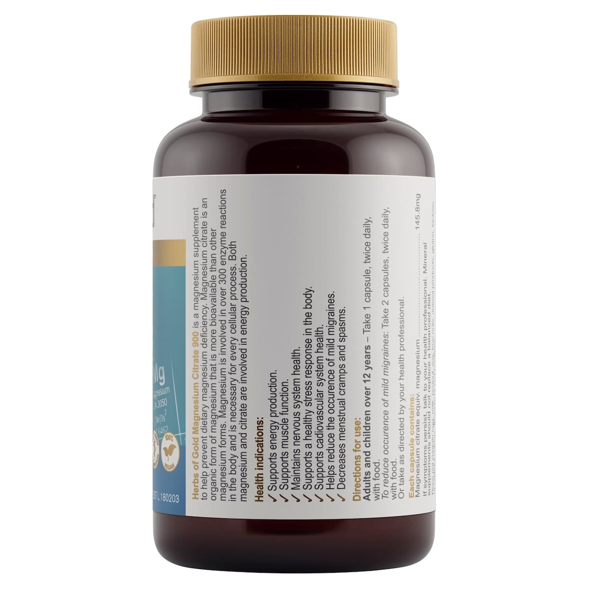 Thumbnail Herbs of Gold Magnesium Citrate 900 60 Capsules