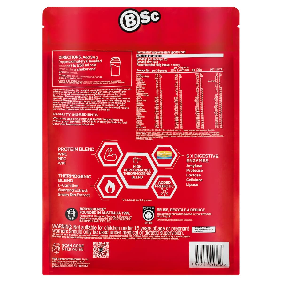 Thumbnail BSc Shred Protein Powder Vanilla 800g