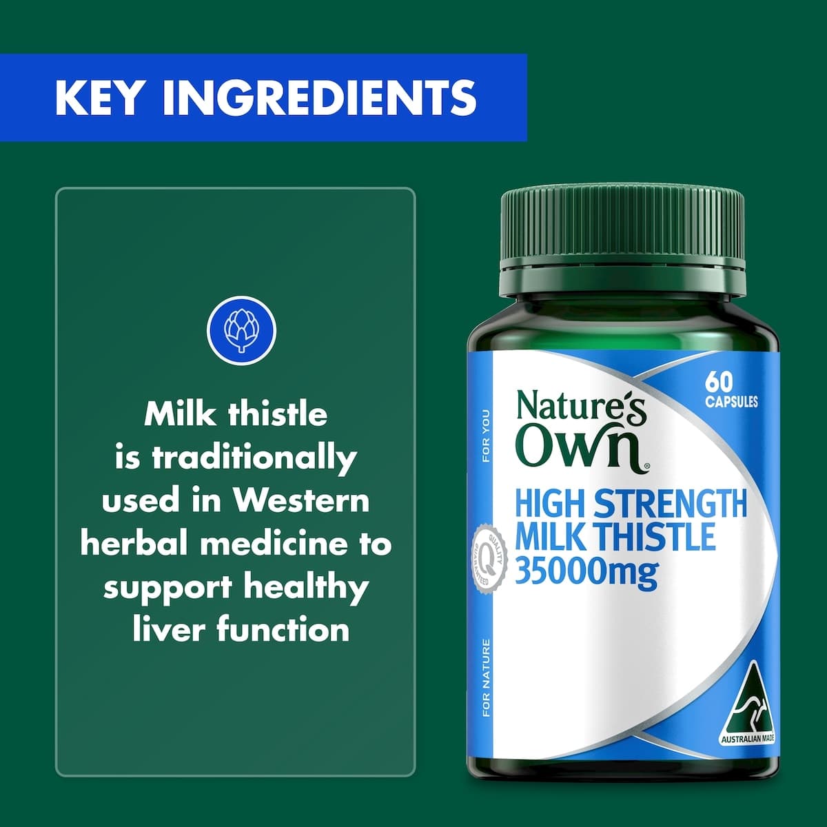 Thumbnail Nature's Own High Strength Milk Thistle 35000mg 60 Capsules