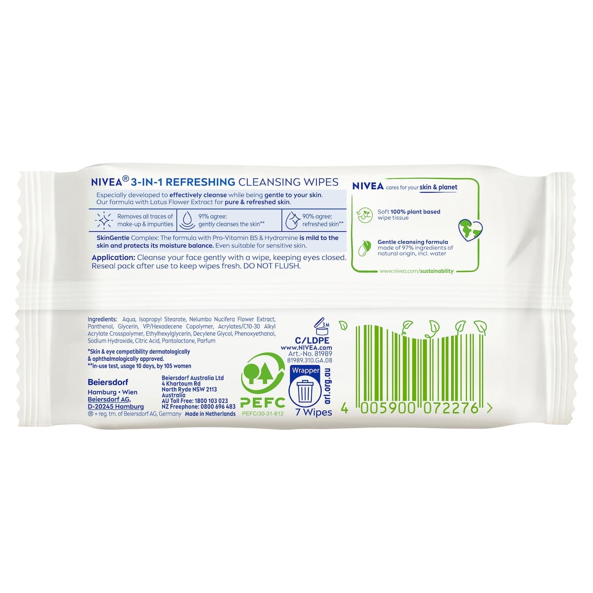 Thumbnail Nivea 3in1 Refreshing Facial Cleansing Wipes 7 Pack
