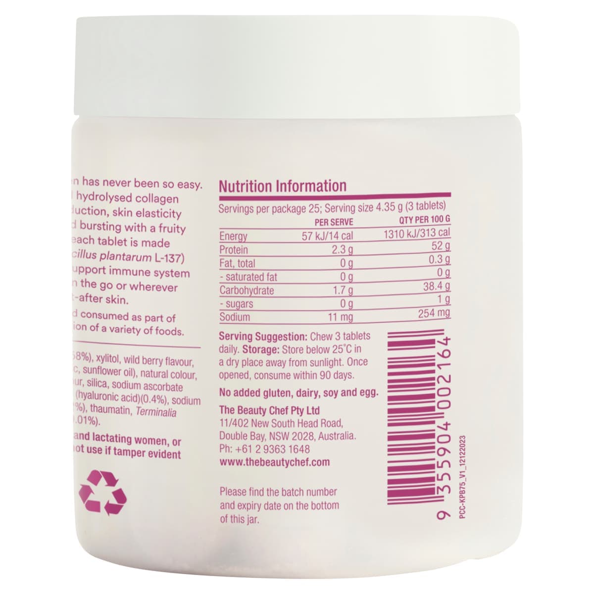 Thumbnail The Beauty Chef Plumpers Collagen Chewables Kakadu Plum & Berry 75 Tablets