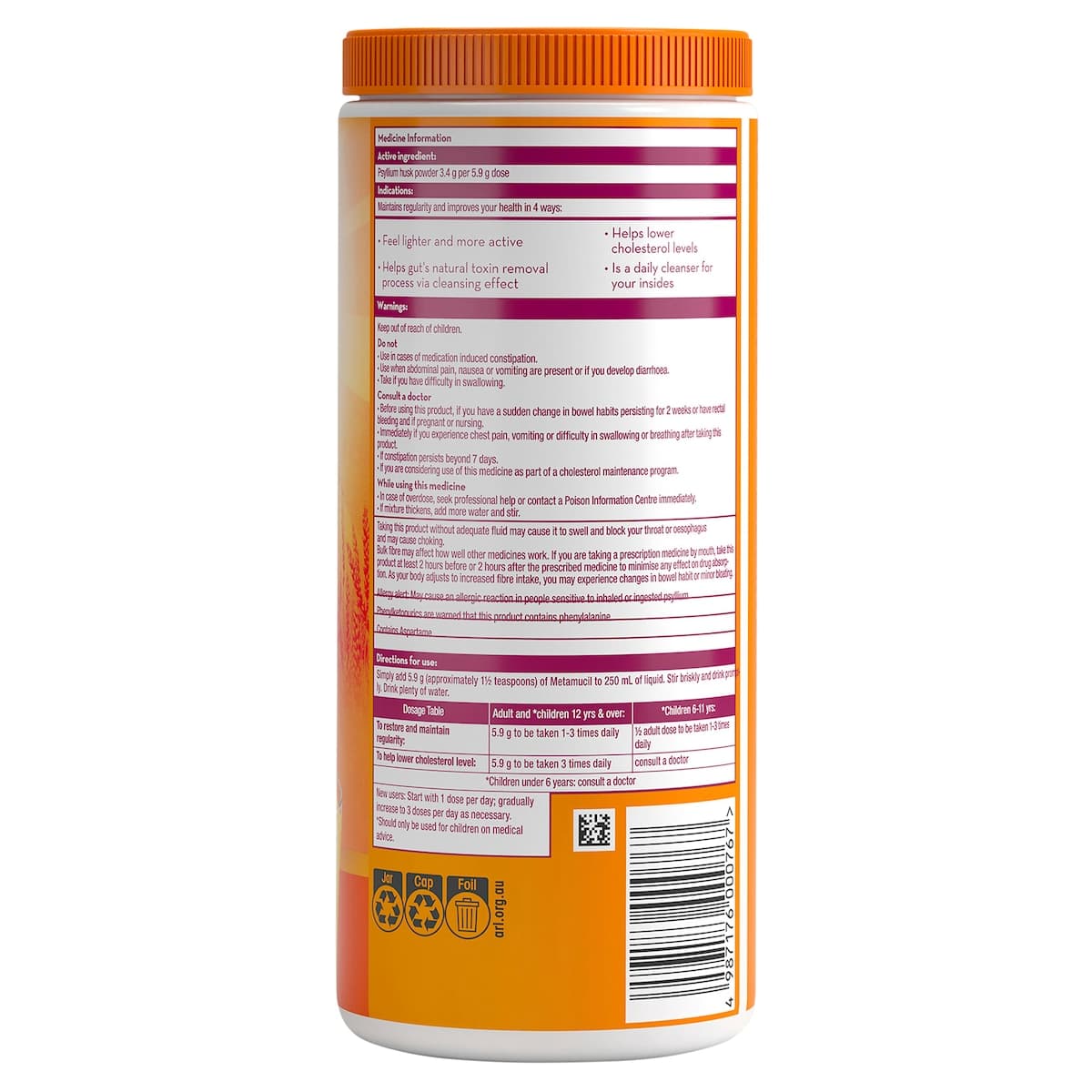 Thumbnail Metamucil Fibre Supplement Smooth Orange 425g