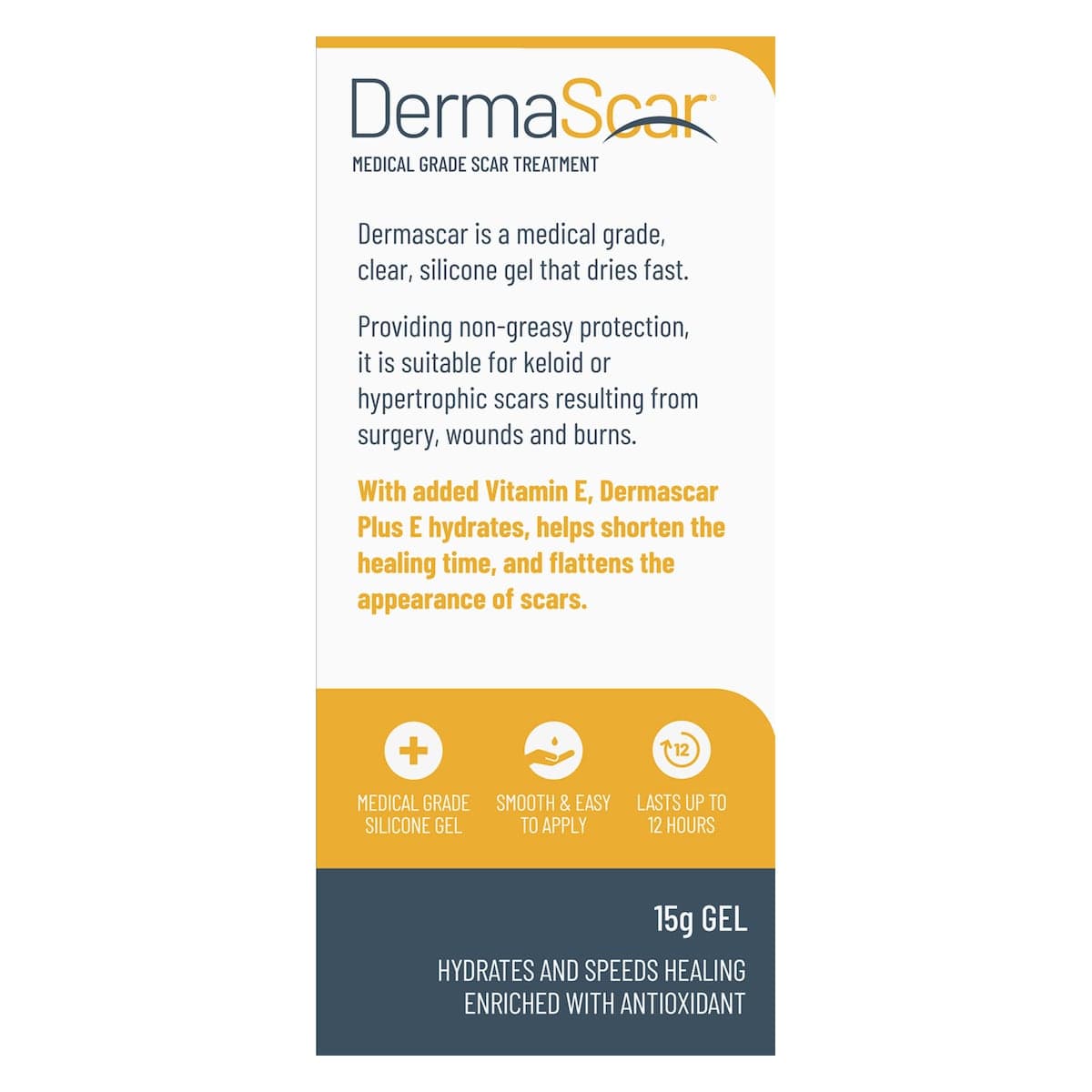 Thumbnail DermaScar Silicone Scar Reduction Gel Plus E 15g