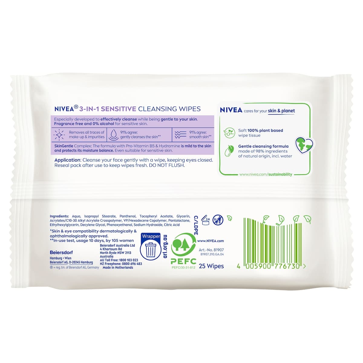 Thumbnail Nivea 3in1 Sensitive Facial Cleansing Wipes 25 Pack