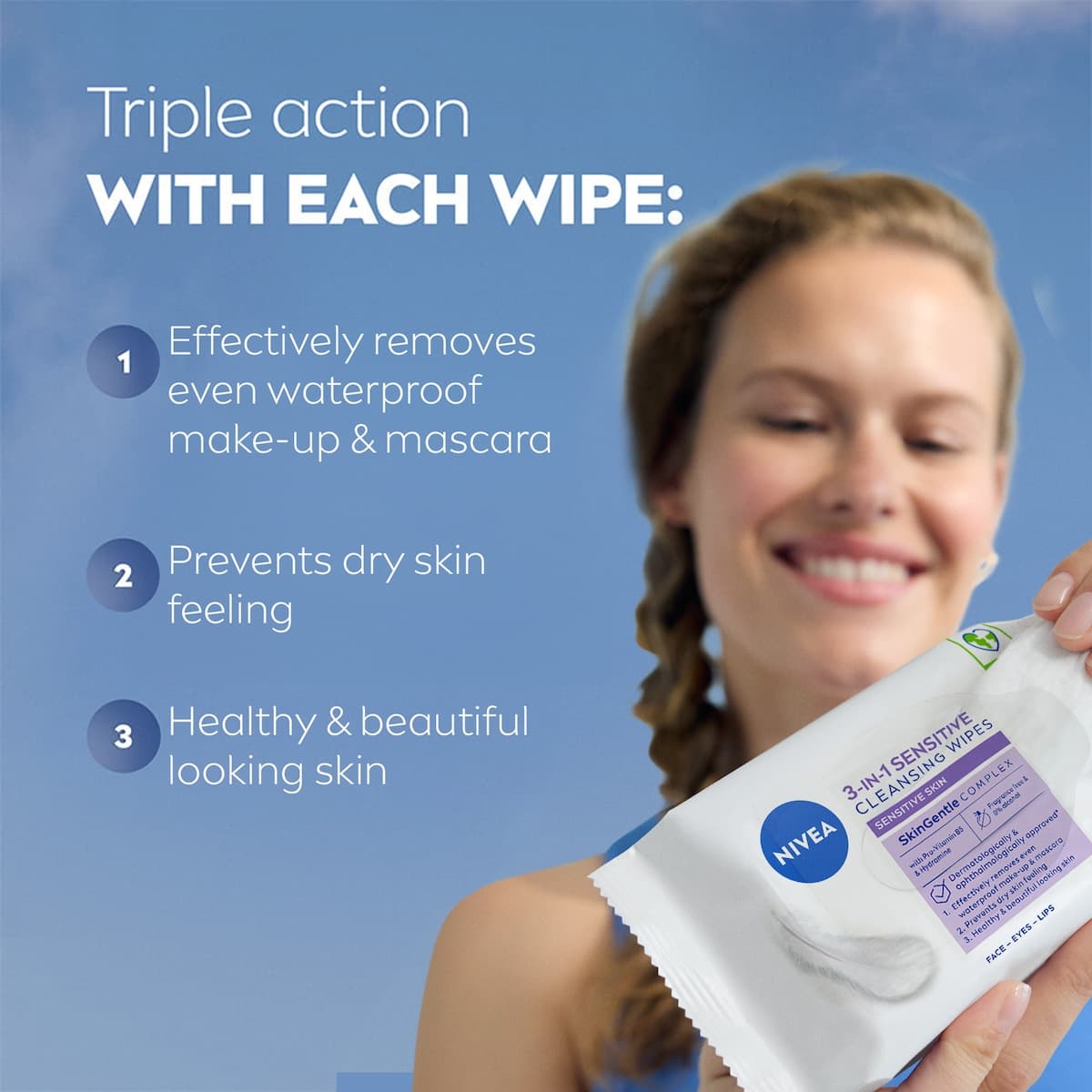Thumbnail Nivea 3in1 Sensitive Facial Cleansing Wipes 25 Pack