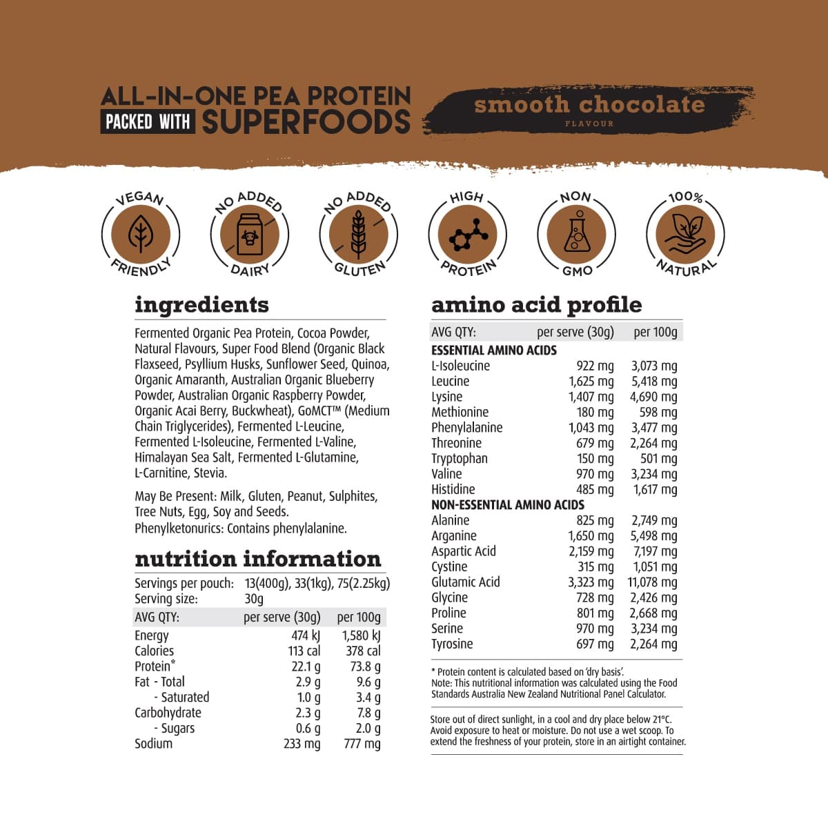 Thumbnail White Wolf Nutrition Vegan Protein With Superfoods Smooth Chocolate 2.25kg