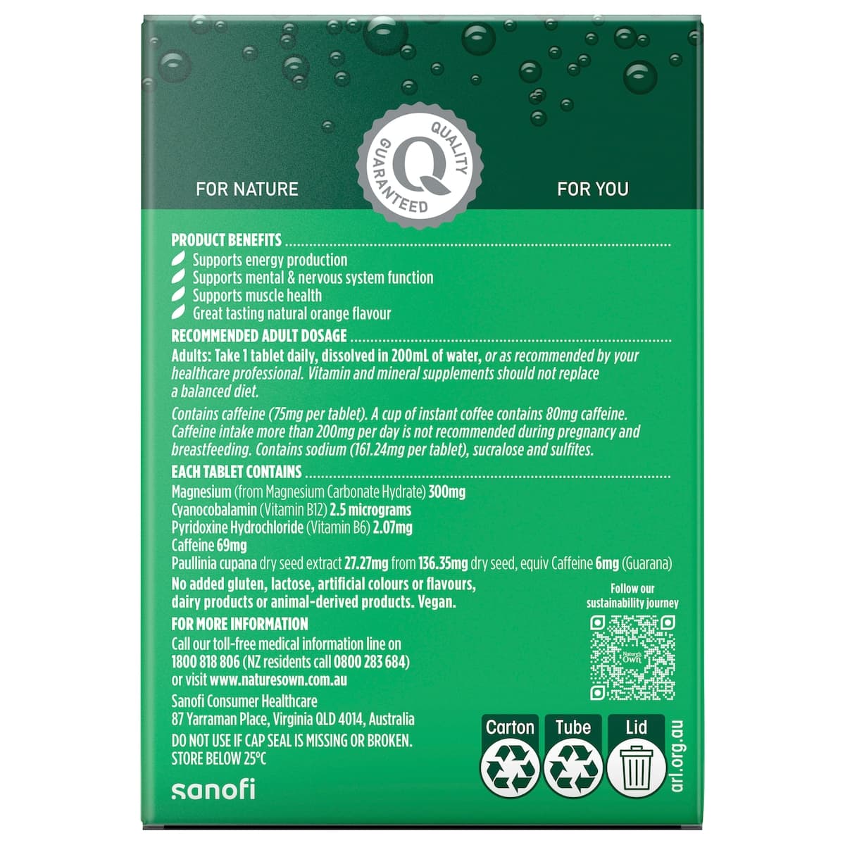 Thumbnail Nature's Own Effervescent Magnesium + Energy Tablets 60 Pack