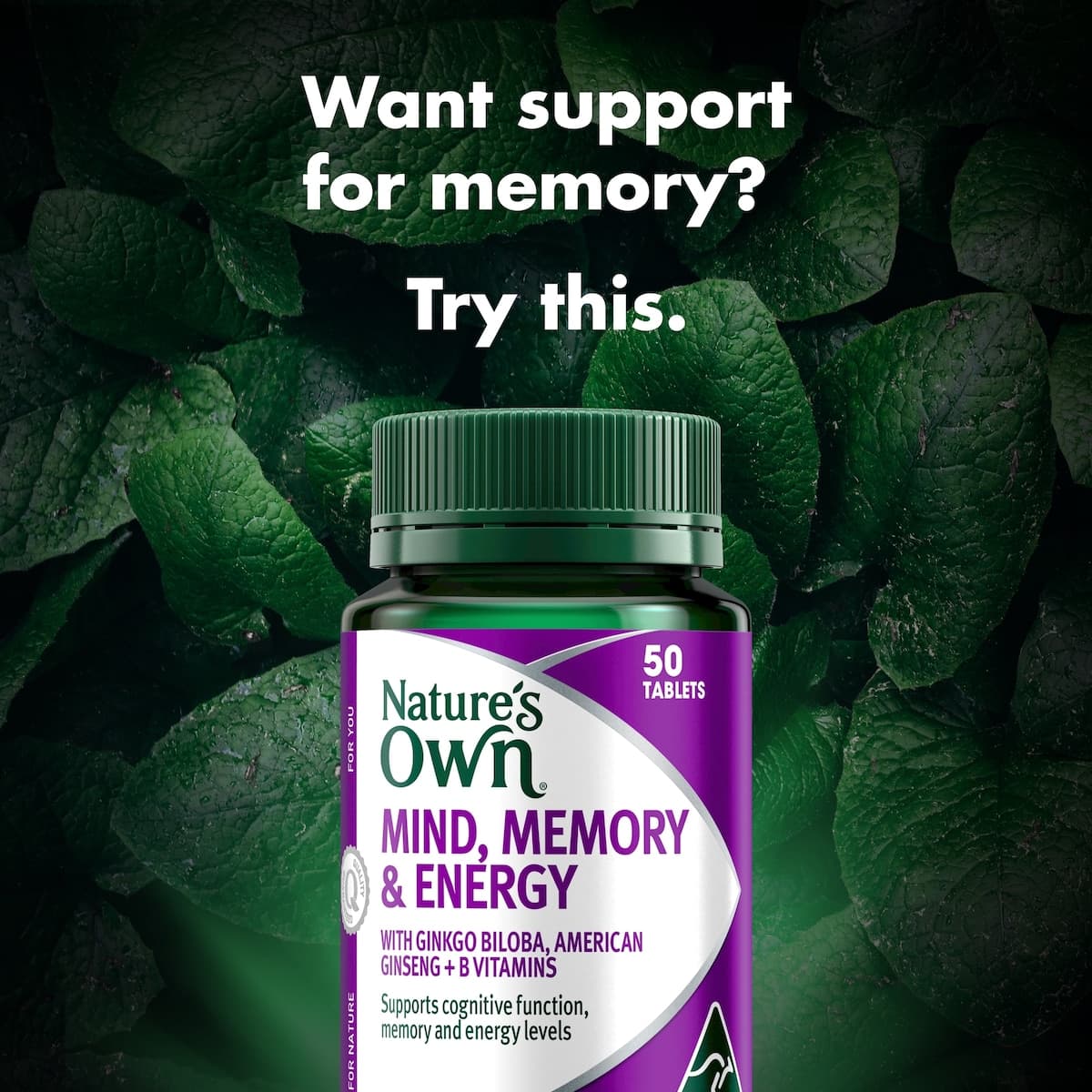 Thumbnail Nature's Own Mind Memory & Energy 50 Tablets