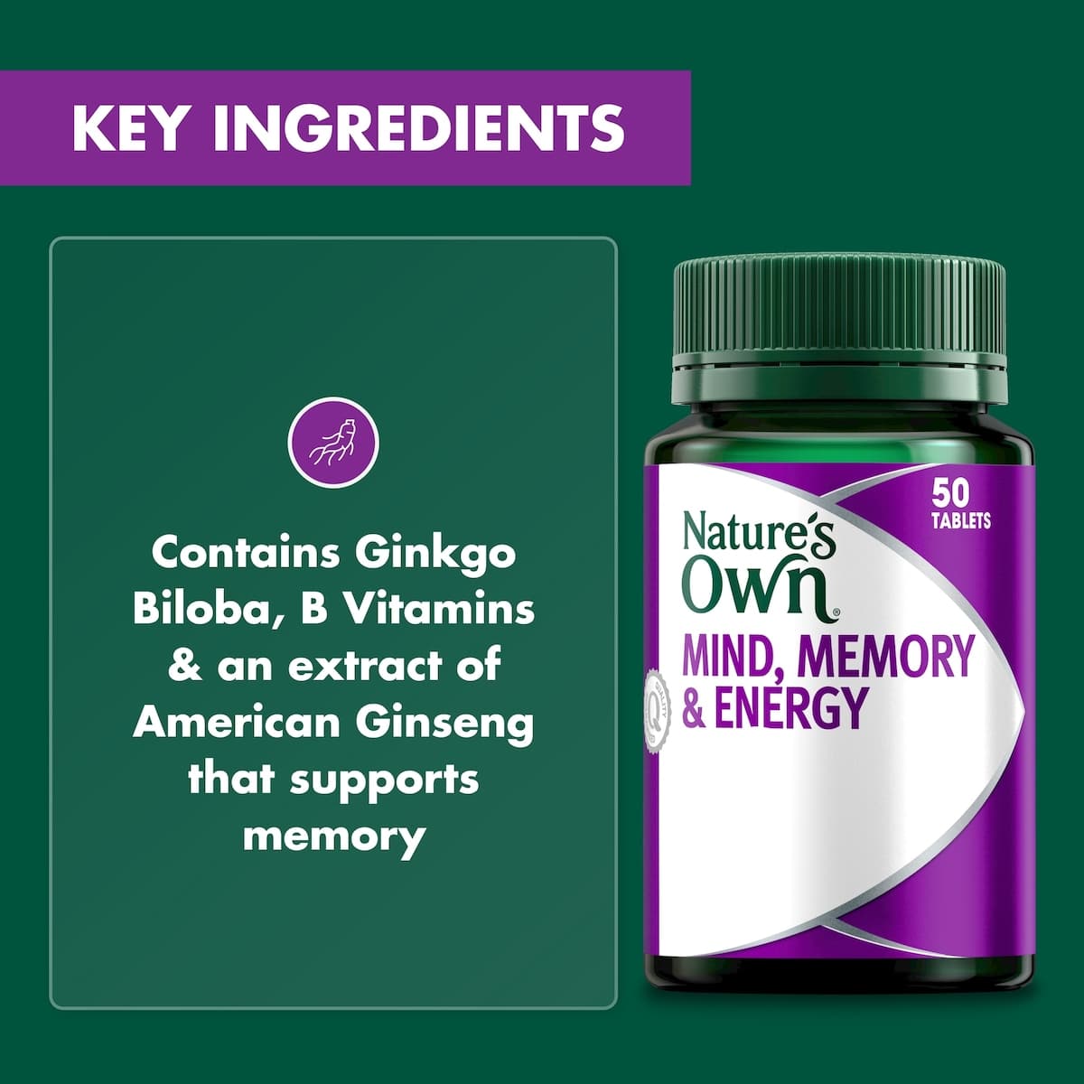 Thumbnail Nature's Own Mind Memory & Energy 50 Tablets
